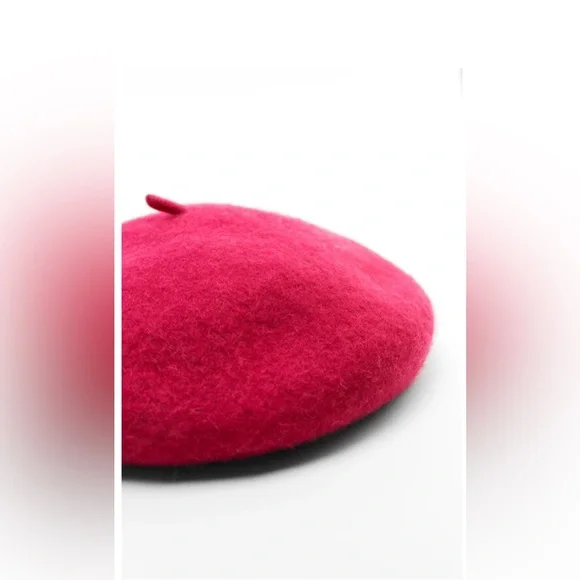NWT Zara Fuchsia Pink Wool Beret - Picture 11 of 16
